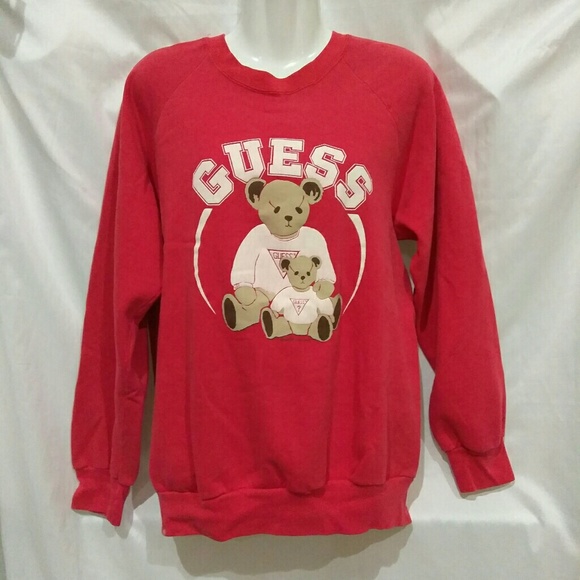 Vtg 987 Guess Teddy Bear Sweatshirt 
